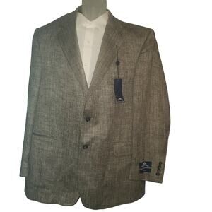 NEW Stafford Size 44R 100% Silk Men's Blazer Suit Jacket Gray Black Herringbone